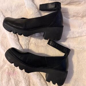 EUC Fly London Black Flats with Chunky Sole
